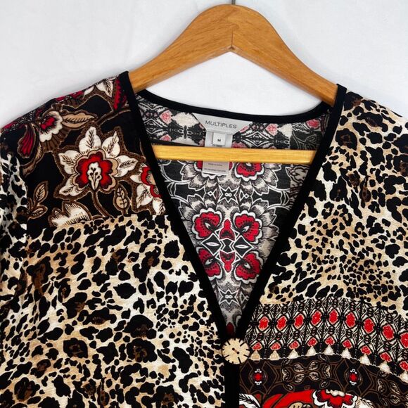 Multiples Maximalist Bold Abstract Vneck One Button Tunic Cardigan Size Medium - Picture 3 of 11